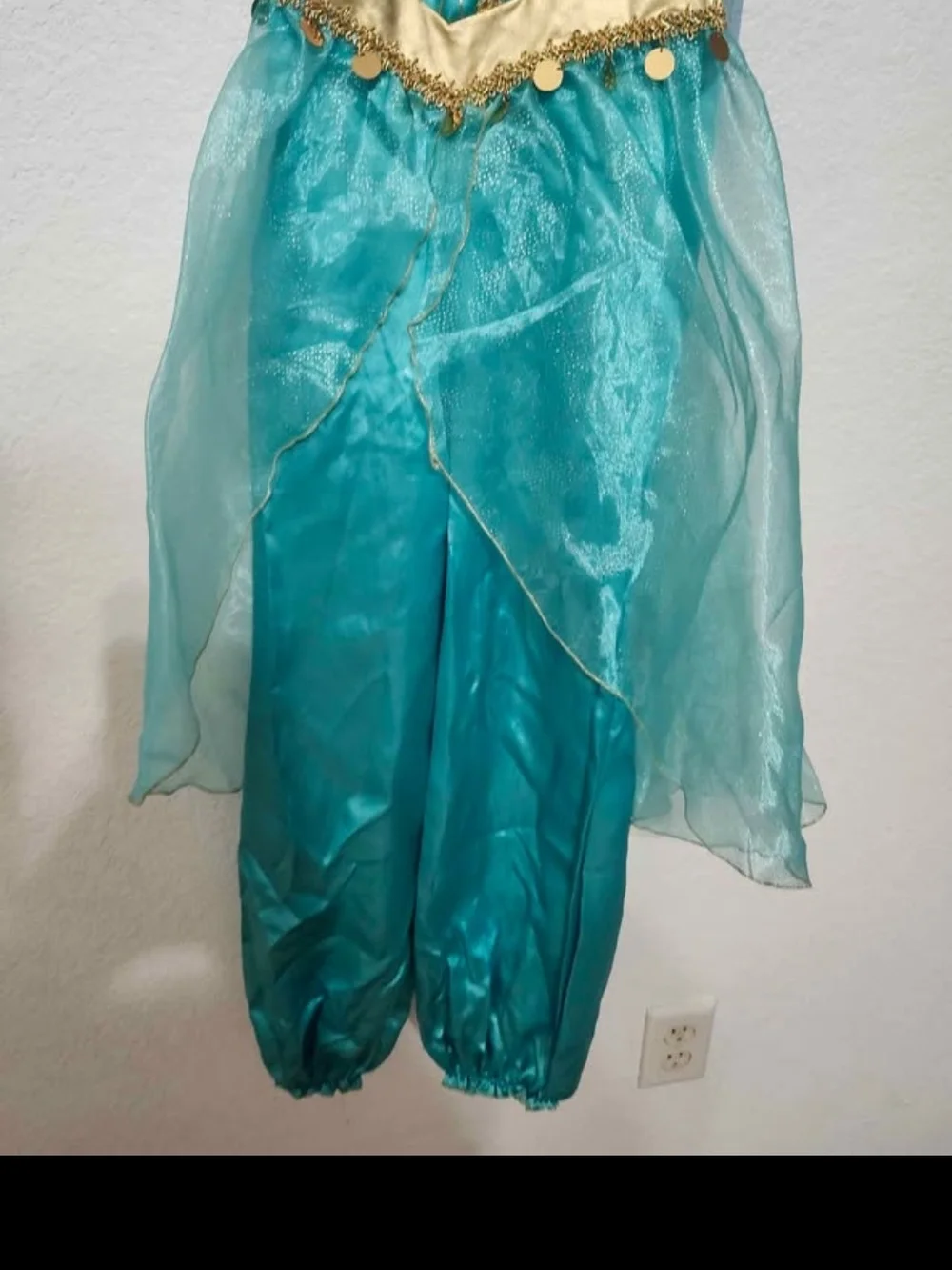 Disney Teal and Gold Girls Jasmin Princess Dress Size 7-8